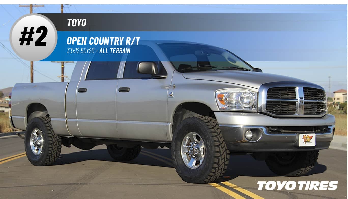 Top #2 All Terrain: Toyo Open Country R/T – best 33x12.50r20