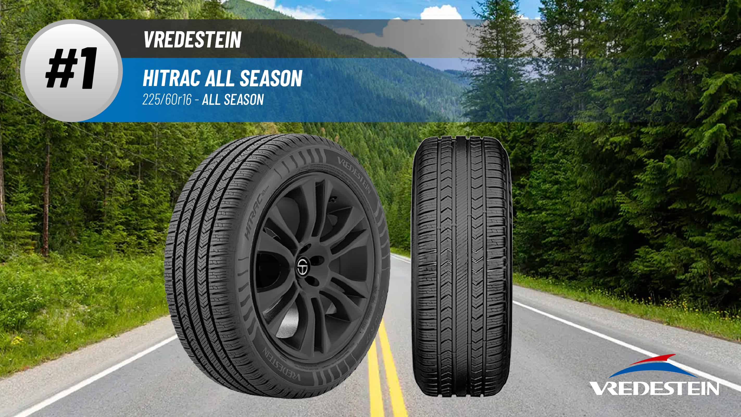 Top #1 All Season Tires: Vredestein Hitrac All Season – 225/60r16