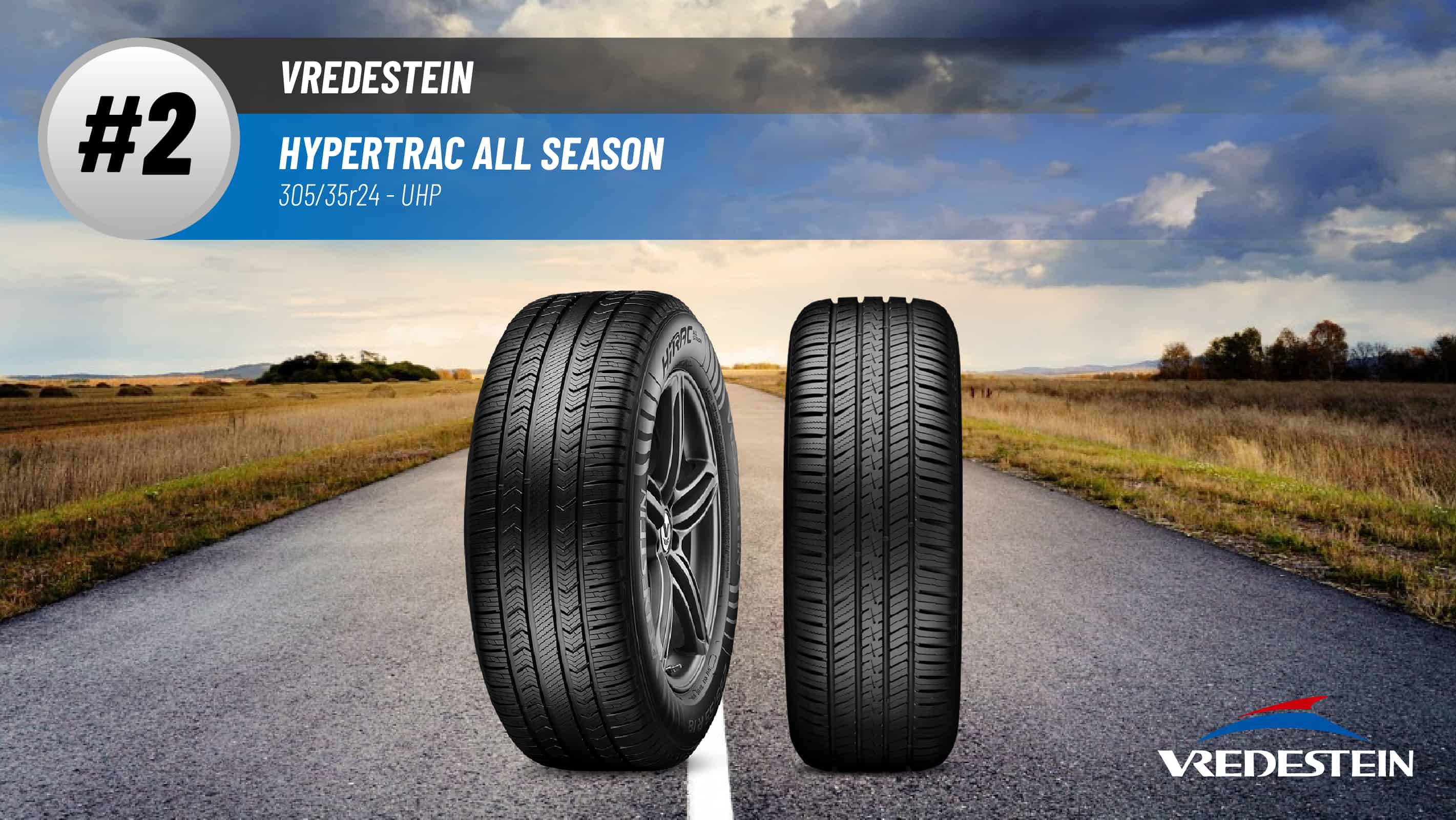 Top #2 UHP Tires: Vredestein Hypertrac All Season – 305/35R24
